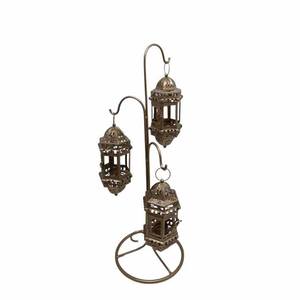 Ensemble de 2 lanternes en fer avec poignée en laiton couleur Antique lanternes Vintage de grande taille pour la maison et la décoration de Table - Product Image 2