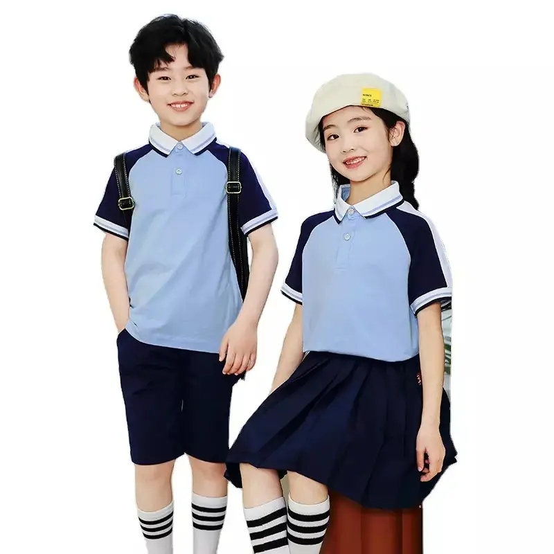 OEM ODM工場卸売ファッション小学校制服デザインキッズユニフォーム