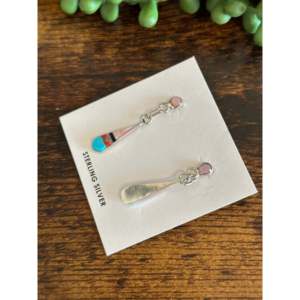 Pendientes Colgantes de Plata de Ley con Múltiples Piedras Hechos en Zuni - Product Image 5