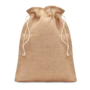 Bolsa Pequeña de Yute Natural, Bolsas Deportivas Promocionales Sostenibles con Cordón, Artículos de Yute para Merchandising - Product Image 1
