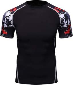 Rashguard d'entraînement de combat de bonne qualité, impression par transfert thermique, hommes, spandex/nylon, séchage rapide, manches courtes, personnalisé, prix raisonnable - Product Image 5