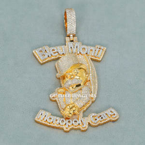 Bijoux hip-hop avec logo personnalisé en argent sterling 925 pendentifs en diamant moissanite pour hommes avec clarté VVS pour toute occasion - Product Image 1