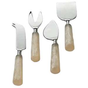 Juego de cubiertos de acero inoxidable de nuevo diseño, mango de resina y madera, juego de cubiertos de fiesta de cumpleaños y boda personalizado de alta calidad - Product Image 6