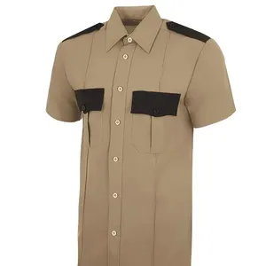 2024 toptan en kaliteli birinci sınıf saf pamuklu kumaş kısa kollu üniforma güvenlik gömlek