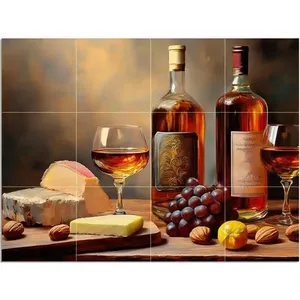 Brandy-Themed Bodegón Cocina Acentos de pared Mármol Cerámica Azulejo Mural Backsplash Art - Product Image 1