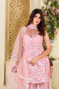 Top de moda-Colección Palazzo Telas de red de mariposa con trabajo de bordado de secuencia para mujer Ropa de fiesta y boda - Product Image 3