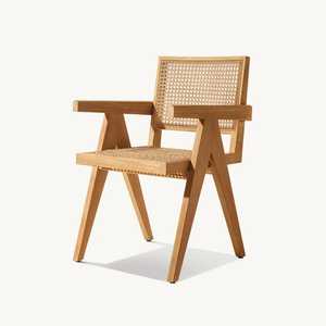 Outdoor <b>Teak</b> Wood Dining <b>Chair</b> with Rope Weaving Modern Garden Patio Furniture - Product Image 2