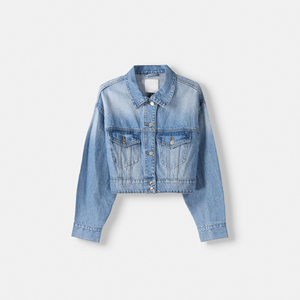 2024 New Style Regular Women <b>Denim</b> <b>Jackets</b> Private Logo Hooded Collar <b>Lightweight</b> Windproof Breathable Eco-Friendly - Product Image 1