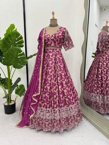 La mayoría de las ventas bordado lentejuelas corte trabajo Cancan lona piel sintética indio paquistaní mujeres Lehenga Choli traje ropa de fiesta - Product Image 4