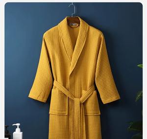 Haute qualité 100% coton été printemps bain hôtel robe de nuit couleurs vives bonne qualité respirant peignoir gaufre longue Robe - Product Image 5