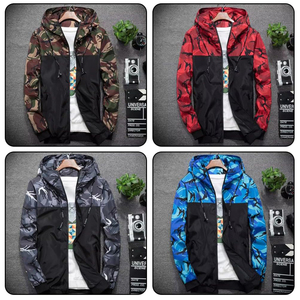แจ็กเก็ตกันลมบล็อกสีลายพรางสำหรับผู้ชายมีซิปเต็มรูปแบบน้ำหนักเบาสไตล์กลางแจ้งเสื้อโค้ทลำลองสวมใส่แนวสตรีท - Product Image 2