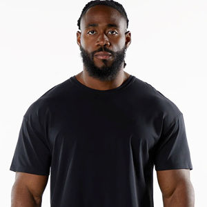 Camiseta informal de algodón 100% de talla grande para hombre con logotipo personalizado, camiseta ajustada larga y recortada en blanco, camiseta personalizada - Product Image 5