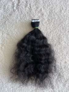 Extensions de cheveux Remy de qualité supérieure, cheveux indiens du sud, à fixer avec des bandes, directement de l'usine, cheveux humains bruts non traités, de qualité supérieure, doux et naturels, 100g - Product Image 5