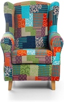 Luxus möbel Vintage-Stil Neuestes Design Polsters toff Mehrfarbige Patch-Arbeit Wingback Armchair Einsitzer-Sofa