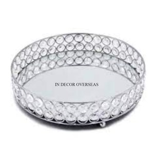 Diseñador de arte creativo moderno, chapado en oro, enmarcado, forma redonda, aspecto atractivo, espejo, bandeja para servir, accesorios de cocina, suministros - Product Image 5