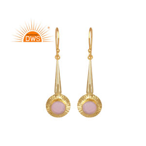 Dernière conception faite à la main 18K plaqué or Hydro Rose pierres précieuses boucles d'oreilles Demi fabricant de bijoux fins - Product Image 1