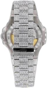 Reloj de lujo Iced-Out Moissanite Diamond Reloj unisex de acero inoxidable de alta calidad con bisel octogonal redondeado antiguo luminoso - Product Image 5