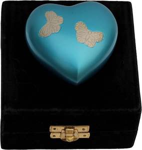 Belles urnes de crémation en métal bleu clair fabriquées à la main pour les cendres d'adultes Étui Premium inclus Urnes de souvenir de qualité supérieure pour les humains - Product Image 5