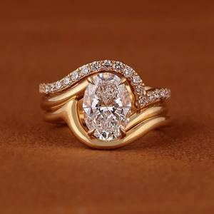 Certified S925 Sterling Silver 18K Color Plated Minimal Oval Triple Stack Wedding <b>Rings</b> Moissanite <b>Ring</b> <b>Set</b> for <b>Women</b> Engagement - Product Image 3