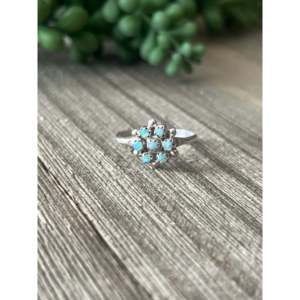 Oval Cut Opal Cluster <b>Ring</b> in <b>Sterling</b> <b>Silver</b> Geometric Everyday Wear - Product Image 1
