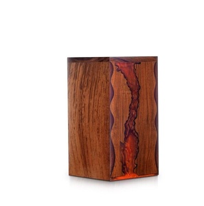 Cremation <b>Urns</b> for Human <b>Ashes</b> Red Shadow Resin Epoxy and Wood <b>Urns</b> for Solid Threaded Lid Funeral <b>Pet</b> <b>Ashes</b> <b>Urn</b> Large 220 Cu in - Product Image 1