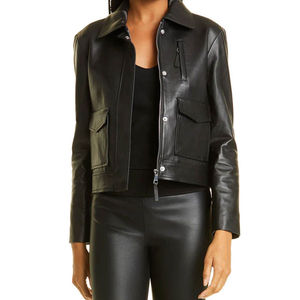 Chaquetas de cuero genuino de piel de oveja para mujer de alta calidad, ropa de invierno personalizada, elegante, impermeable, a prueba de viento, transpirable - Product Image 1