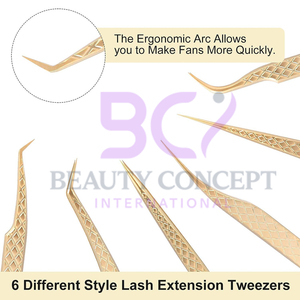 6Pcs Golden Color Highland Quality Fully Customized Made Straight Shaped Lightweight Eyelash Extension Grafted Tweezers - Product Image 4