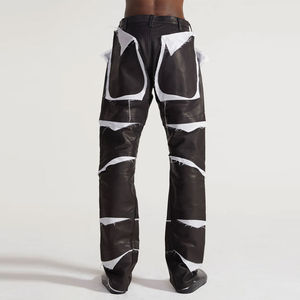 กางเกงลำลองของผู้ชายมาใหม่กางเกงหนังสีพื้นสีพื้นกางเกงหรูหราบริการ OEM ตามสั่ง2025 - Product Image 5