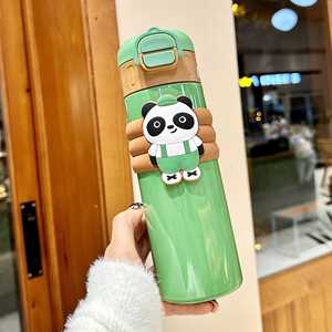 Botella Aislada de Acero Inoxidable Panda de 500 ml con Doble Boquilla para Viajes de Niños - Product Image 3