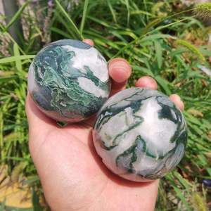 Esfera de Ágata Musgosa al por Mayor / Esfera de Drusa Natural de Primera Calidad / Esfera de Piedra Preciosa de Ágata Musgosa en Cantidad a Granel - Product Image 2