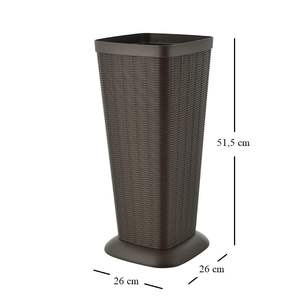 Portaombrelli alto in plastica effetto Rattan con struttura intrecciata di dimensioni 26x26x51.5 cm cesto rettangolare resistente per uso esterno - Product Image 2