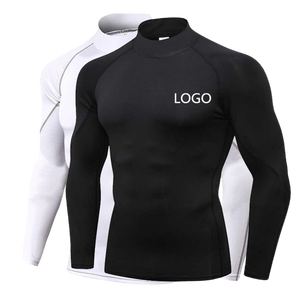 ผ้าสแปนเด็กซ์/ โพลีเอสเตอร์แขนยาวสำหรับผู้ชายผ้าแห้งเร็วสีตัดกันดีไซน์ใหม่ - Product Image 1