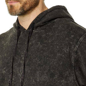 Best Selling Acid Wash Embroidered Fleece Hoodie <b>Men</b> Custom <b>Black</b> Color Eco-Friendly 100% Cotton Street-Wear Style Wholesale - Product Image 3