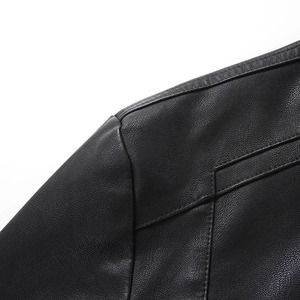 Chaqueta de cuero térmica cálida a la moda para hombre, chaqueta informal ajustada para motorista, chaqueta con cuello levantado de PU para chaqueta suave para hombre - Product Image 5