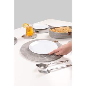American Luxury Service 6-Piece Jute Placemat Bridal Set Knitted Plate <b>Coasters</b> Serving Plate Grey/<b>Black</b> Elegant Place Mats - Product Image 6