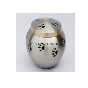 โกศและขวดโหลสำหรับเผาที่ทำด้วยมือพิมพ์ลายอุ้งเท้าสีทองเงาโลหะสีดำ - Product Image 5