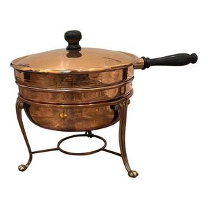 Réchaud opulent en cuivre avec forme traditionnelle et doublure durable adapté aux salles de restauration et aux repas haut de gamme - Product Image 2