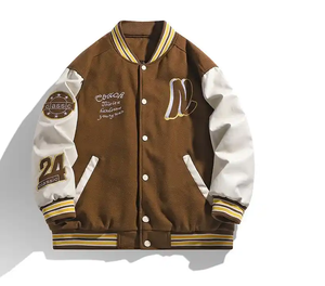 Haute qualité personnalisé hommes Varsity Letterman Style Baseball veste pour hiver automne laine Polyester tissu sans col Vintage - Product Image 3