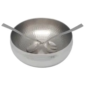 Juego de cuencos de metal de acero inoxidable para servir platos de frutas tazón de servidor de ensalada redondo vajilla cuencos para servir anillos huecos Venta caliente - Product Image 3