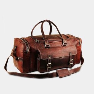 Bolsa de Lona de Cuero Auténtico para Hombre y Mujer, Bolso de Viaje Deportivo de Moda con Cierre de Cremallera de Poeta, Vintage, Marrón - Product Image 3
