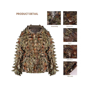 Conjunto de ropa de caza de camuflaje con capucha para hombres con carcasa resistente al viento y al agua - Product Image 2