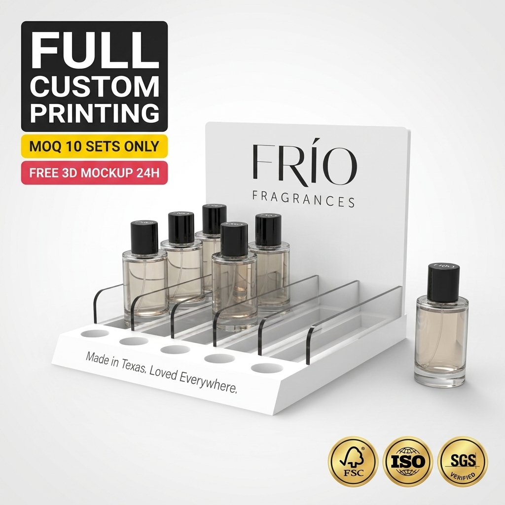 Wholesale Custom Acrylic Countertop Perfume Essential Oil Display Stand Retail Cosmetic Skincare Organizer Tray — view 1