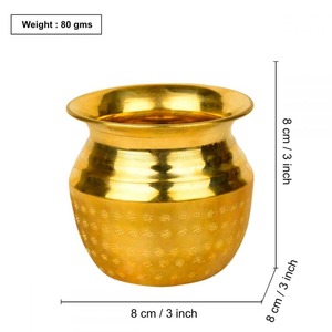 Pot de stockage d'eau en laiton Vintage fait à la main Design martelé rond avec artisanat traditionnel pour jardin maison utilisation pratique - Product Image 2