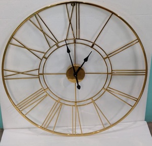 PVD Acier Chiffre Romain Analogique Grande Horloge Murale Aiguille Affichage pour Salon Chambre Maison Cuisine Bureau Décor Or - Product Image 5