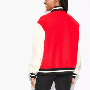 Veste de survêtement en patchwork brodée sur mesure, vente en gros, veste vierge pour hommes et femmes, Detroit Piston, éclaboussures de peinture, rouge et blanc, lettres - Product Image 5