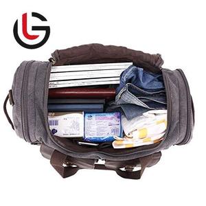 กระเป๋าเดินทางท่องเที่ยวกลางแจ้งผ้าแคนวาสทำจากผ้าฝ้ายเคลือบแวกซ์สวมใส่สบายสำหรับผู้ชายผู้หญิงตัดแต่งหนังแท้ทนทานต่อน้ำซักได้ - Product Image 5