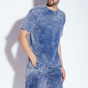 T-shirts surdimensionnés lavés à l'acide avec logo personnalisé de qualité supérieure T-shirt à séchage rapide 100% coton pour homme T-shirts à col rond - Product Image 1