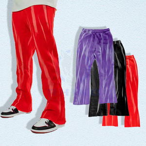Pantalones de chándal acampanados de lavado ácido desgastado lavado Vintage para hombre Pantalones de chándal elásticos de retales personalizados - Product Image 1