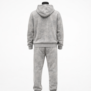 Conjunto Deportivo con Sudadera con Capucha en Color Gris Lavado al Ácido |   Conjunto Deportivo de Dos Piezas de Felpa Vintage de Algodón y Poliéster |   Conjunto de Ropa Urbana Unisex OEM ODM - Product Image 2