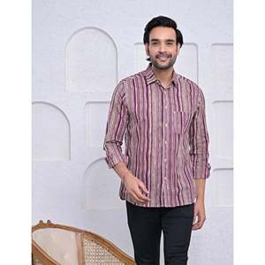 Chemise pour homme, 100% coton, imprimée avec des motifs floraux à pois, décontractée, manches longues, options de tissu popeline Oxford, fabrication ODM/OEM - Product Image 1